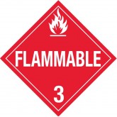 DOT Class 3 Placard “Flammable Liquid”- 10.75" x 10.75", 50 Count